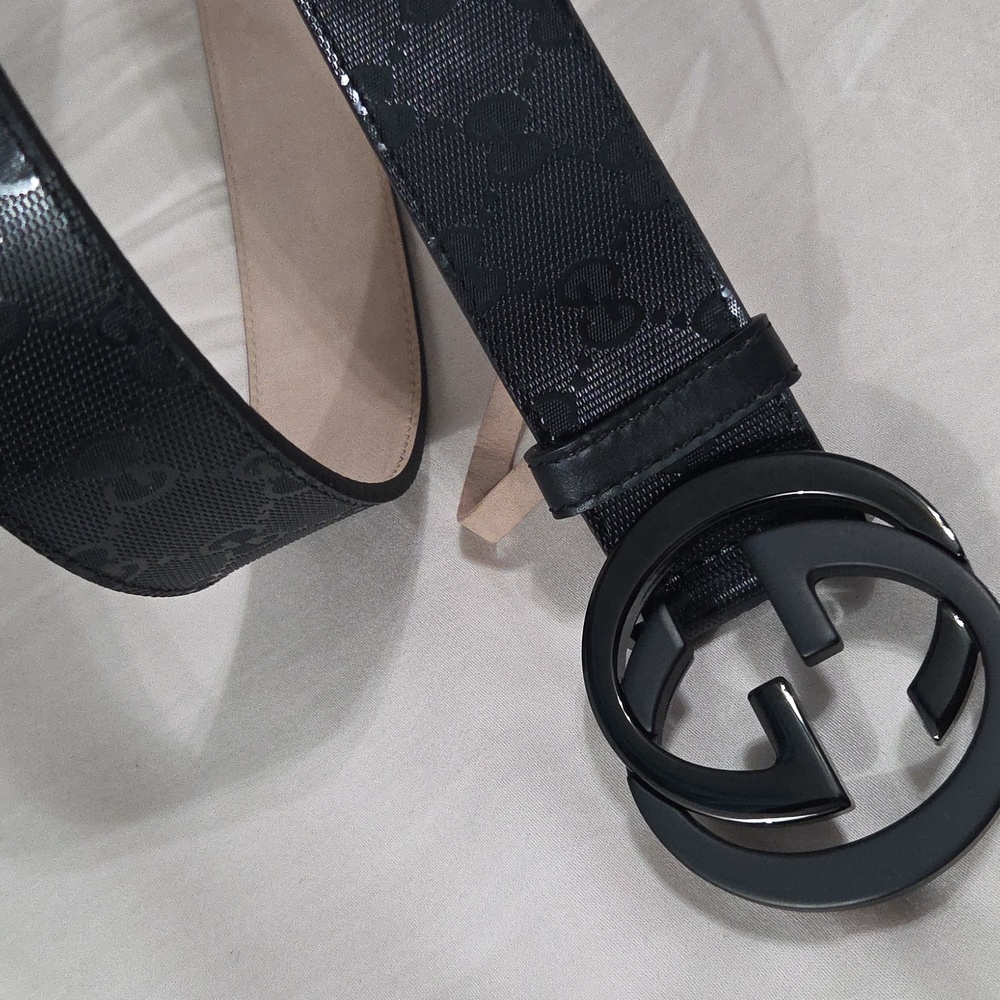 Gucci Black Imprime Monogram GG Belt - Picture 12 of 16